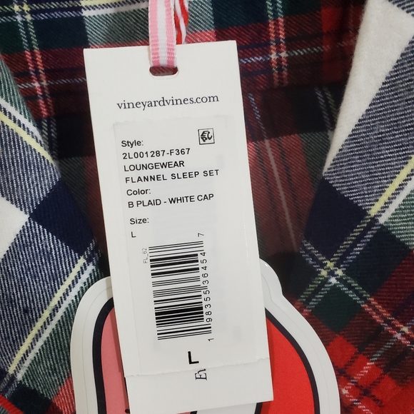 NWT Vineyard Vines Women's Flannel Pajama PJ Top Plaid Preppy Holiday Large - Picture 6 of 11